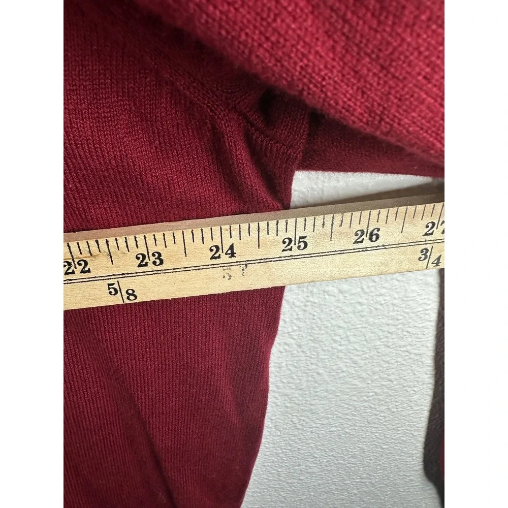 Eddie Bauer Sweater Mens XL Red Cotton Cashmere 1/4 Zip Pullover‎ Knit Mock Neck